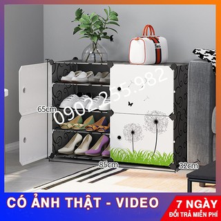 “SALE SỐC” Tủ giày nhựa lắp ghép 8 ô nhỏ (Chia ô) để được 16 đôi Giầy/Dép- LẮP NGANG