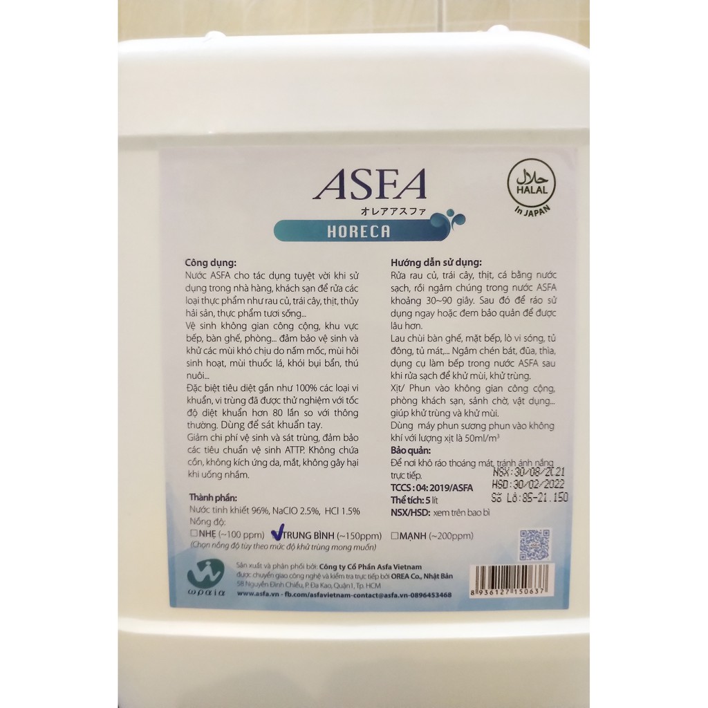 Dung Dịch Khử Khuẩn ASFA 20 Lít