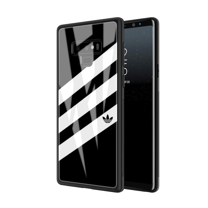 Ốp lưng kính cường lực hình logo Adidas cho Samsung Note 8 9 10 S7 Edge S8 S9 S10 S20 Ultra Lite Plus