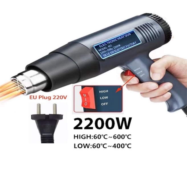 [Sẵn Hàng] Máy khò màng co, máy thổi nhiệt nóng 2200W