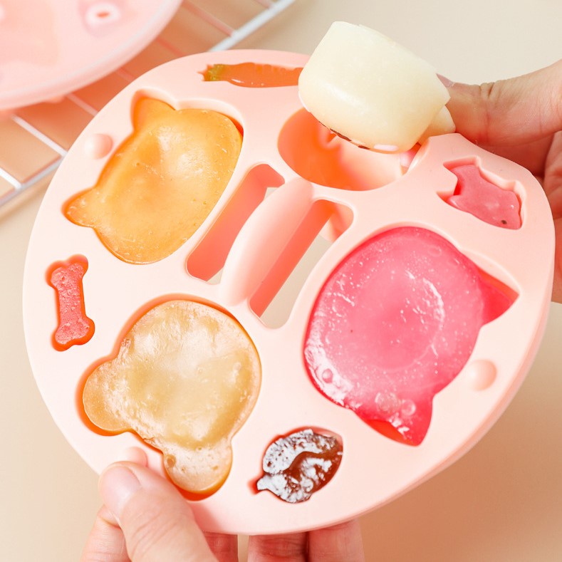 Khuôn bánh silicon hình con vật có nắp, khuôn hấp bánh nướng bánh làm pudding cho bé ăn dặm
