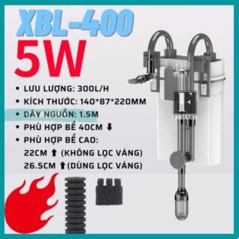 Lọc Treo Cho Hồ Cá Tép, Thuỷ Sinh XIAOLI SUNSUN XBL-400 | Công Suất 5W