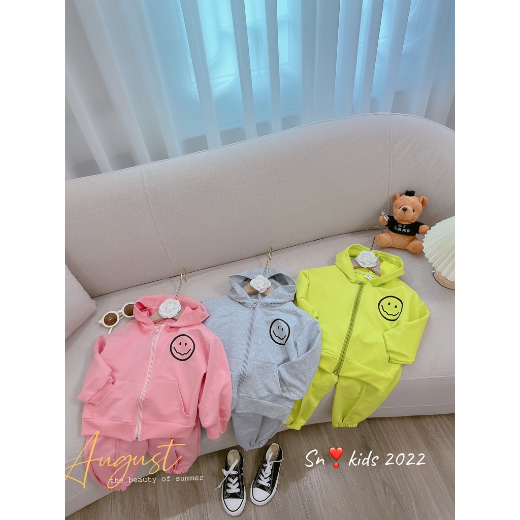 Bộ quần áo thu đông bé gái, bộ quần áo thu đông áo khóa mũ chất da cá QC xịn xò cho bé