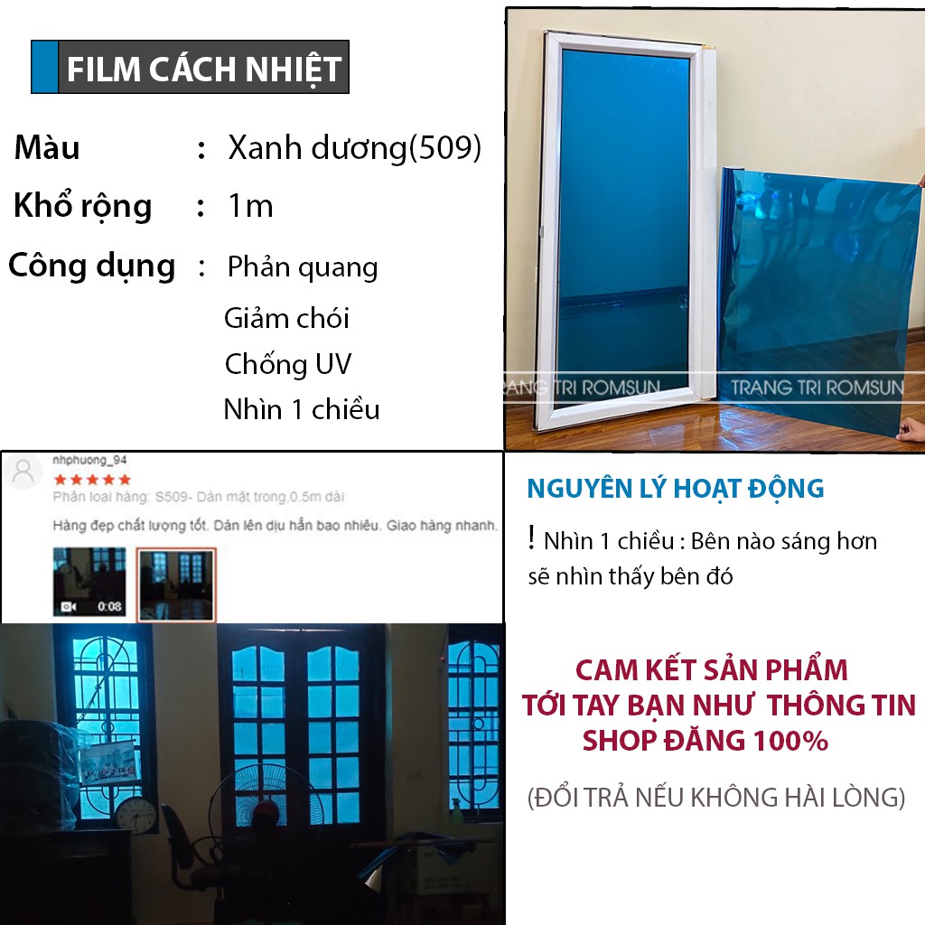 Decal dán kính chống nắng nóng UV cho cửa kính cửa sổ, Giấy dán kính decan chống nhìn trộm phòng ngủ phản quang SPCL-PQ