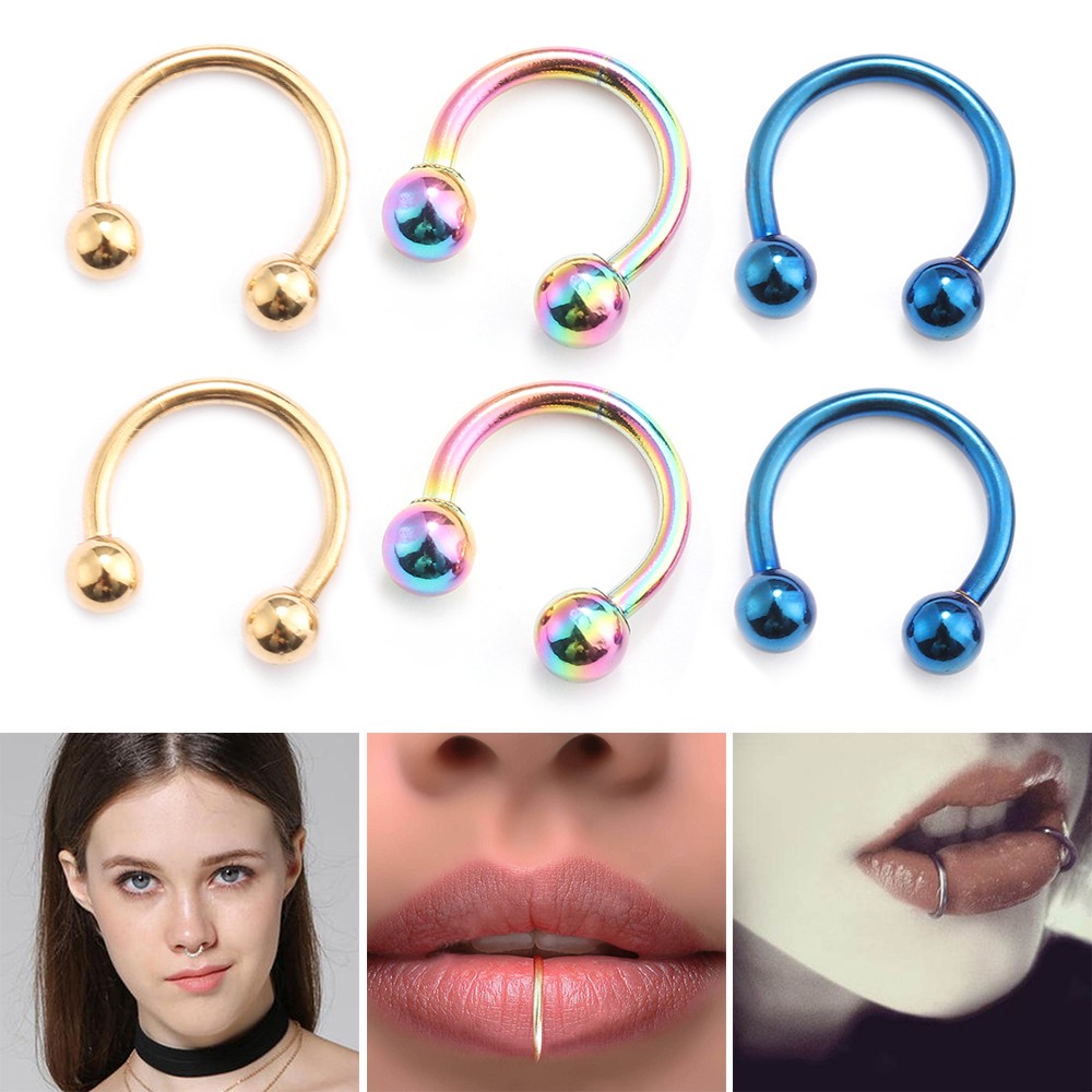 Khuyên xỏ cơ thể/ tai/ mũi/ môi 16 gauge bằng thép không gỉ phong cách hiphop thời trang cho nam nữ
