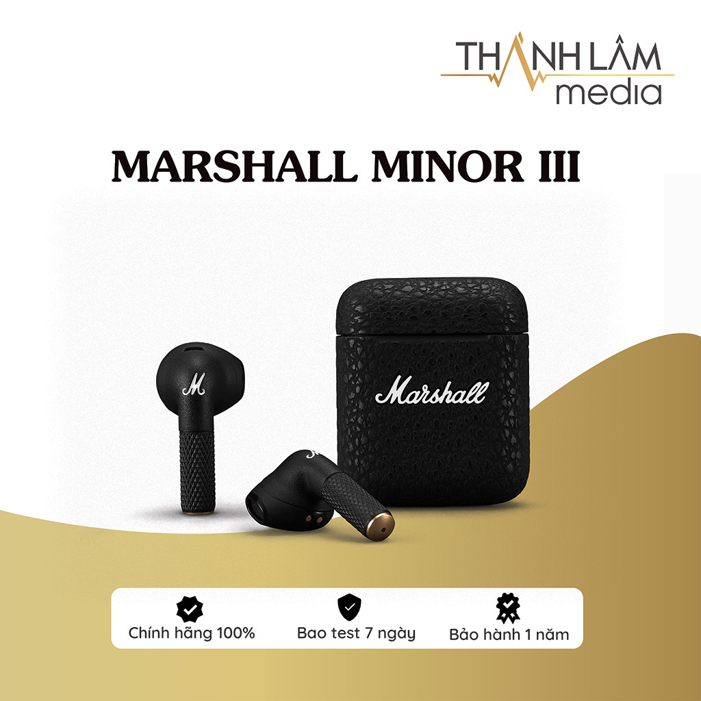 Tai nghe không dây Marshall Minor 3 chính hãng - 25 giờ sử dụng, điều khiển cảm ứng - bao test 7 ngày