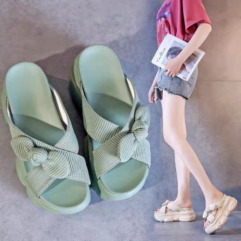 [Hàng sẵn]Dép bánh mì nơ quai chéo