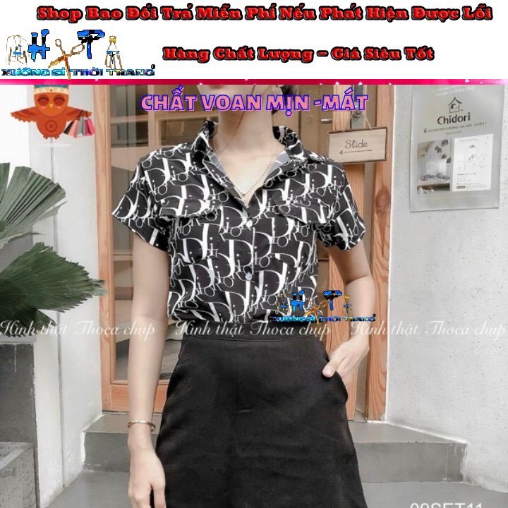 Áo sơ mi nữ kate lụa mịn mát logo phối túi cơ trưởng hót 2020 0-hàng có sẵn
