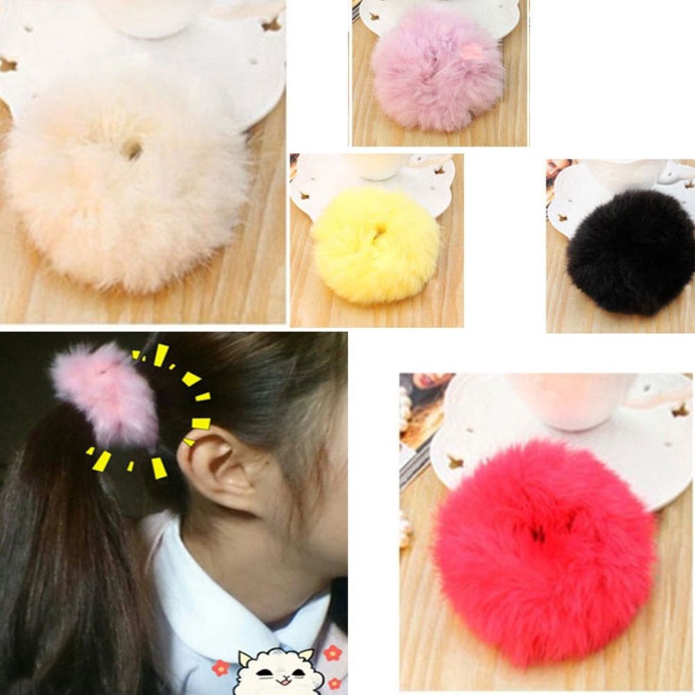 Set 2 Dây Cột Tóc Phối Lông Thú Cho Nữ