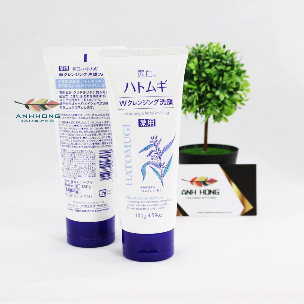 Sữa rửa mặt trắng da Hatomugi Cleansing Foam hạt Ý Dĩ