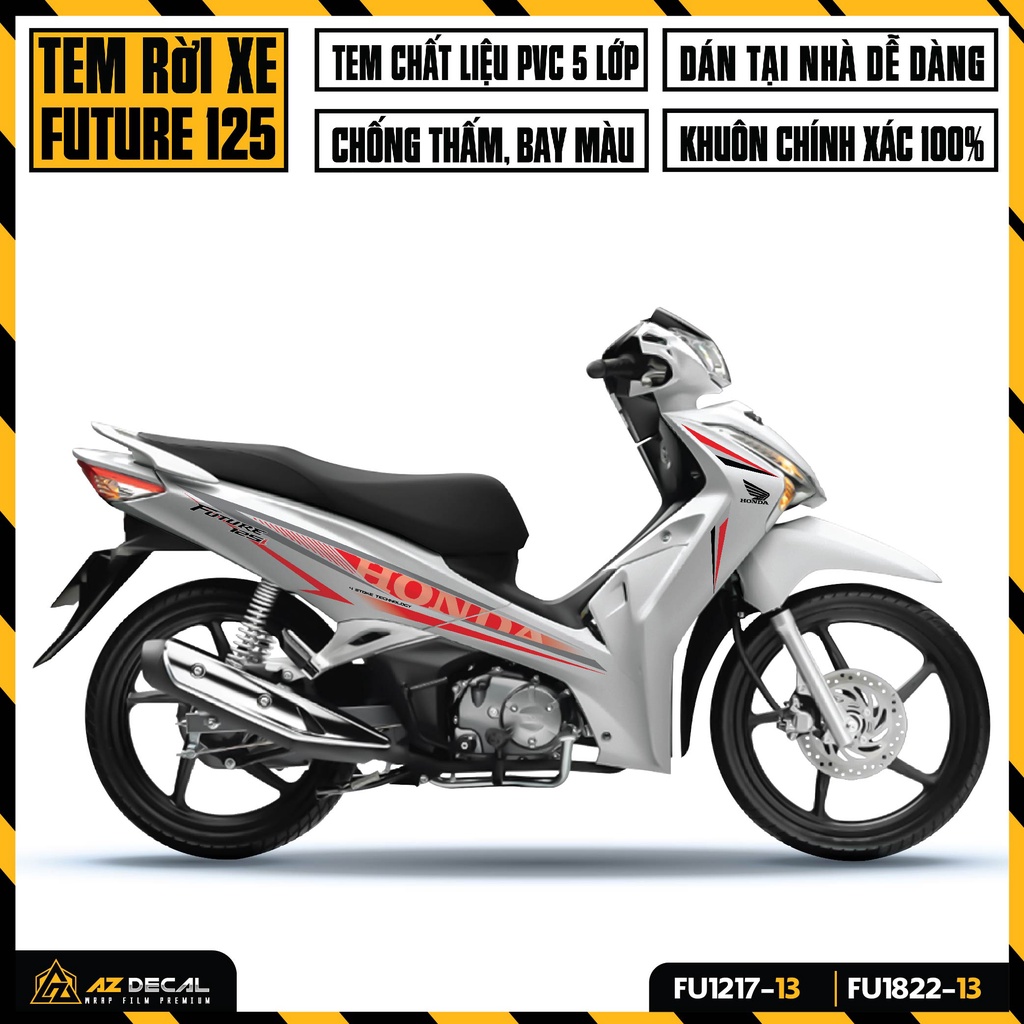 Tem Rời Xe Future 125 Đời 2012 - 2022 Dễ Dán | FU-13 | Team Decal Dán Xe Future FI Màu Đỏ Xám , Xám Trắng , Xám Vàng