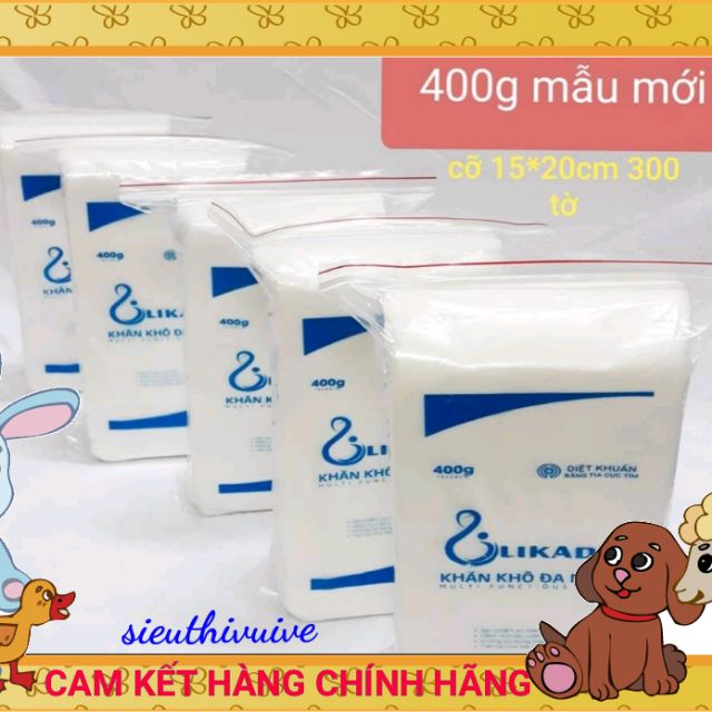 HÀNG CHUẨN Combo 10 bịch khăn vải khô đa năng likado 400g MẪU MỚI  cỡ 15x20cm - 300 tờ 1 bịch