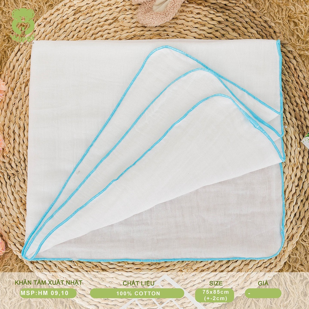 Khăn tắm xuất Nhật Mipbi 100% cotton tự nhiên 6 lớp HM10 (Túi 1 chiếc 75x85cm)