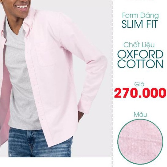 Áo Sơ Mi Nam Dài Tay Vải Cotton Oxford Màu Hồng - Fo76 Shop