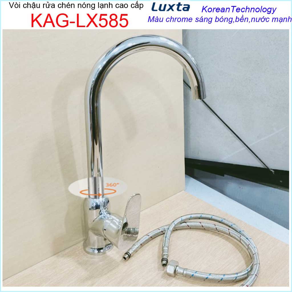 Vòi rửa chén bát KAG-LX585, Vòi Luxta nóng lạnh Chrome bóng,  vòi bếp nóng lạnh chậu rửa chén KAG-LX585