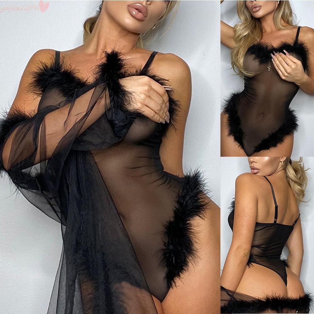 Đầm ngủ hai dây phối lưới xuyên thấu quyến rũ
 | BigBuy360 - bigbuy360.vn