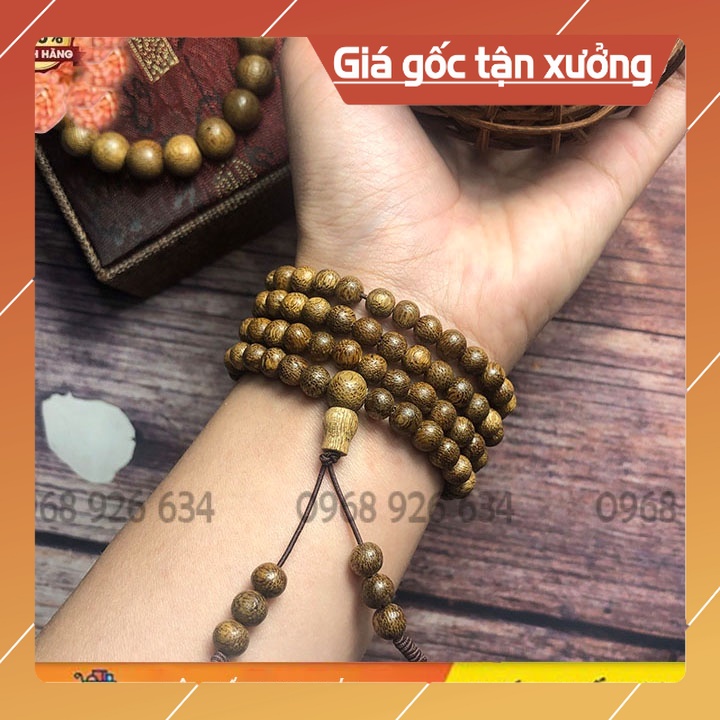 Vòng trầm đeo tay 108 hạt 6 Ly - Vòng gỗ Trầm cao cấp - Vòng đeo tay phong thủy mang lại bình an - trungcuong1688