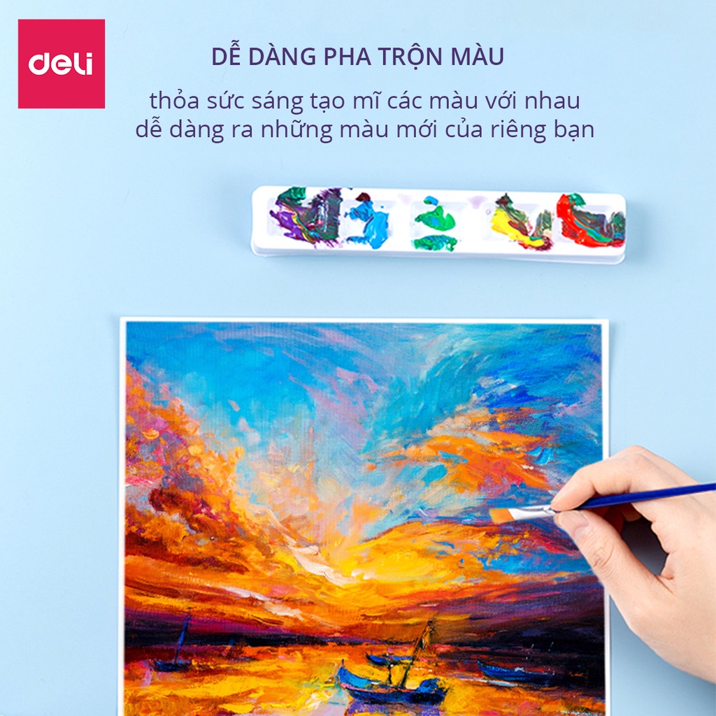 Màu acrylic dạng tuýp 5ml chuyên nghiệp Deli - dùng để vẽ vải / giày / tường - 12/18/24 màu - 73913 73914 73915