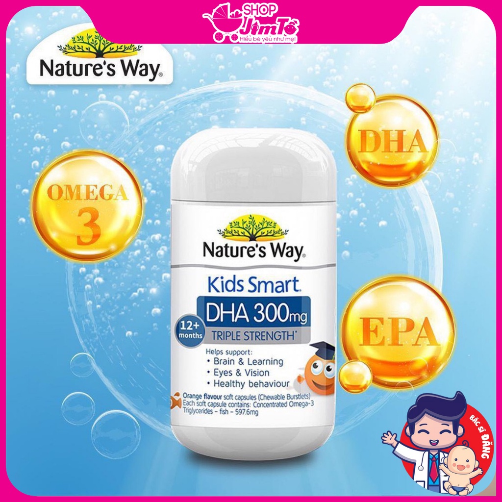 DHA Nature's Way Kids Smart DHA Giúp Tăng Cường Trí Thông Minh Cho Trẻ Lọ 50 Viên