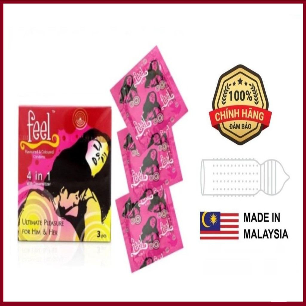 Bao Cao Su FEEL 4 IN 1 - Bi Gai - Kéo Dài Thời Gian Quan Hệ - Xuất Xứ Malaysia - [Hộp 12c]