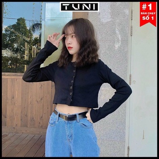 Áo Thun Gân Nút Lửng Tay Dài