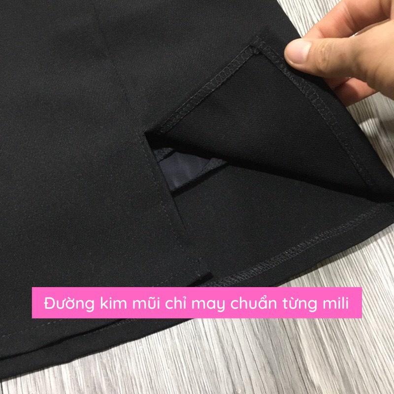 Chân váy ngắn chữ a xẻ tà đùi trước màu đen thiết kế công sở HN Clothing - CV2