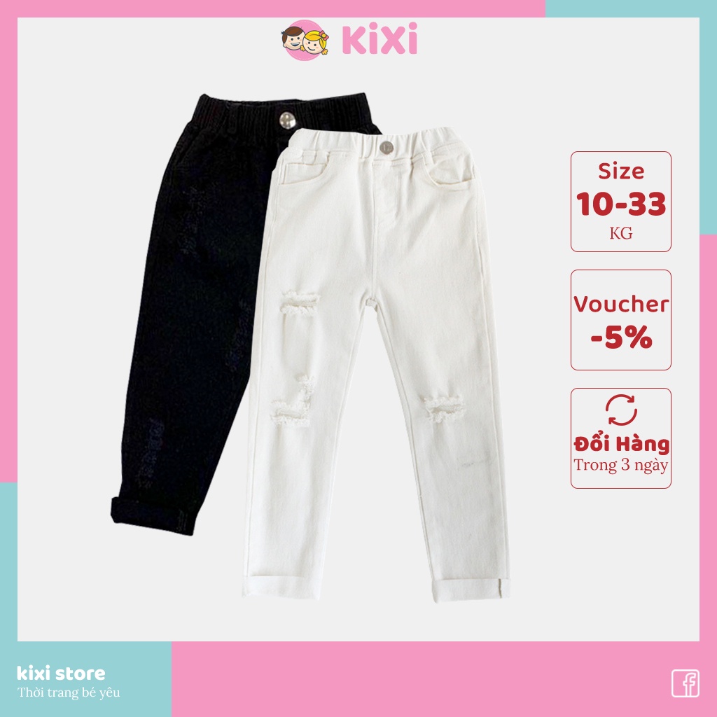Quần dài bé trai KiXi quần kaki mài trắng đen cho bé trai size đại 3/4/5 tuổi CMQD04