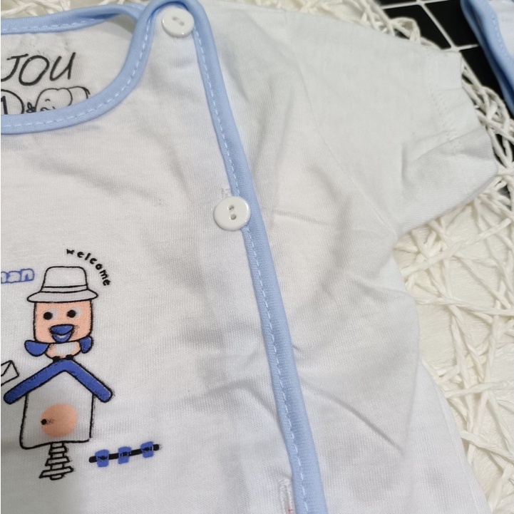 Áo sơ sinh ngắn tay màu trắng cúc lệch cho bé sơ sinh