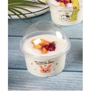 Hộp nhựa nắp cầu kèm muỗng 300ml, hộp đựng kem chè - 50 hộp