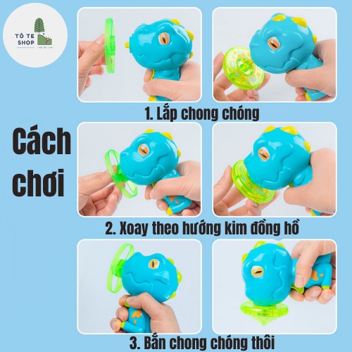 Đồ chơi bắn chong chóng phát sáng hình khủng long cực dễ thương dành cho bé,máy bắn con quay hình khủng long