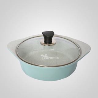 NỒI ĐÁ ĐÁY RỘNG CHÍNH HÃNG HÀN QUỐC ECORAMIC ECSR-22, SIZE 22CM, BẢO HÀNG 12 THÁNG TRÊN TOÀN QUỐC