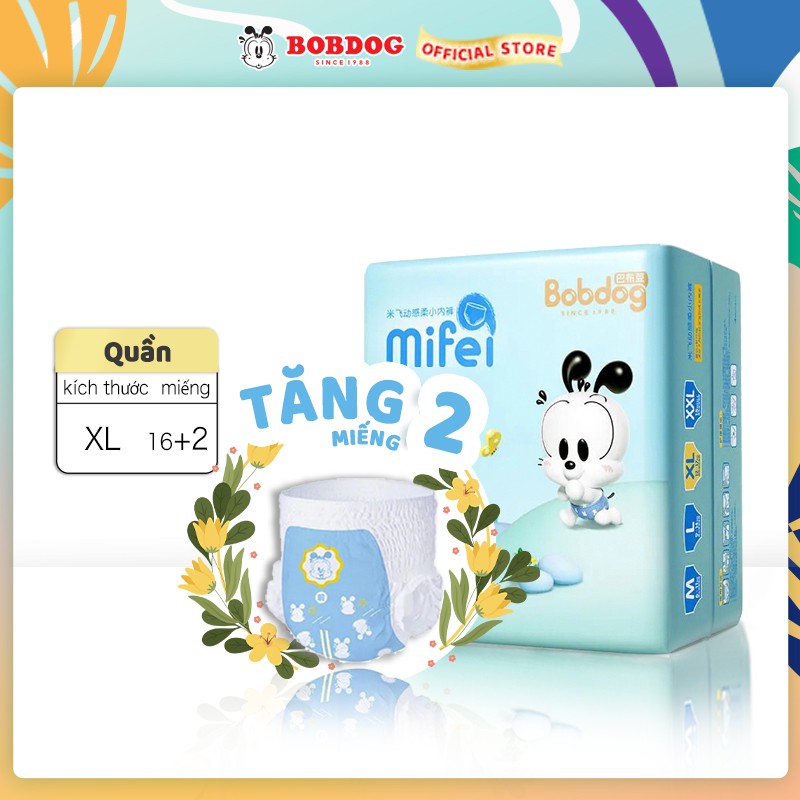 Tã quần BOBDOG Mifei siêu mỏng thoáng khí cho bé trai bé gái