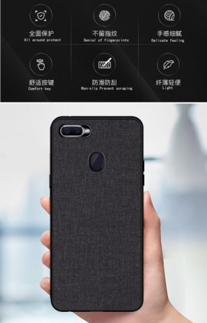 Ốp lưng Oppo F9 Vân vải Jean chống mồ hôi vân tay
