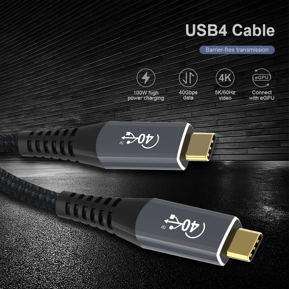 Dây Cáp Usb4 Cho Thunderbolt 3 40gbps 5k Usb4 20v 5a 100w Hỗ Trợ 5k @ 60hz Hoặc 2x 4k @ 60hz Ssd Egpu