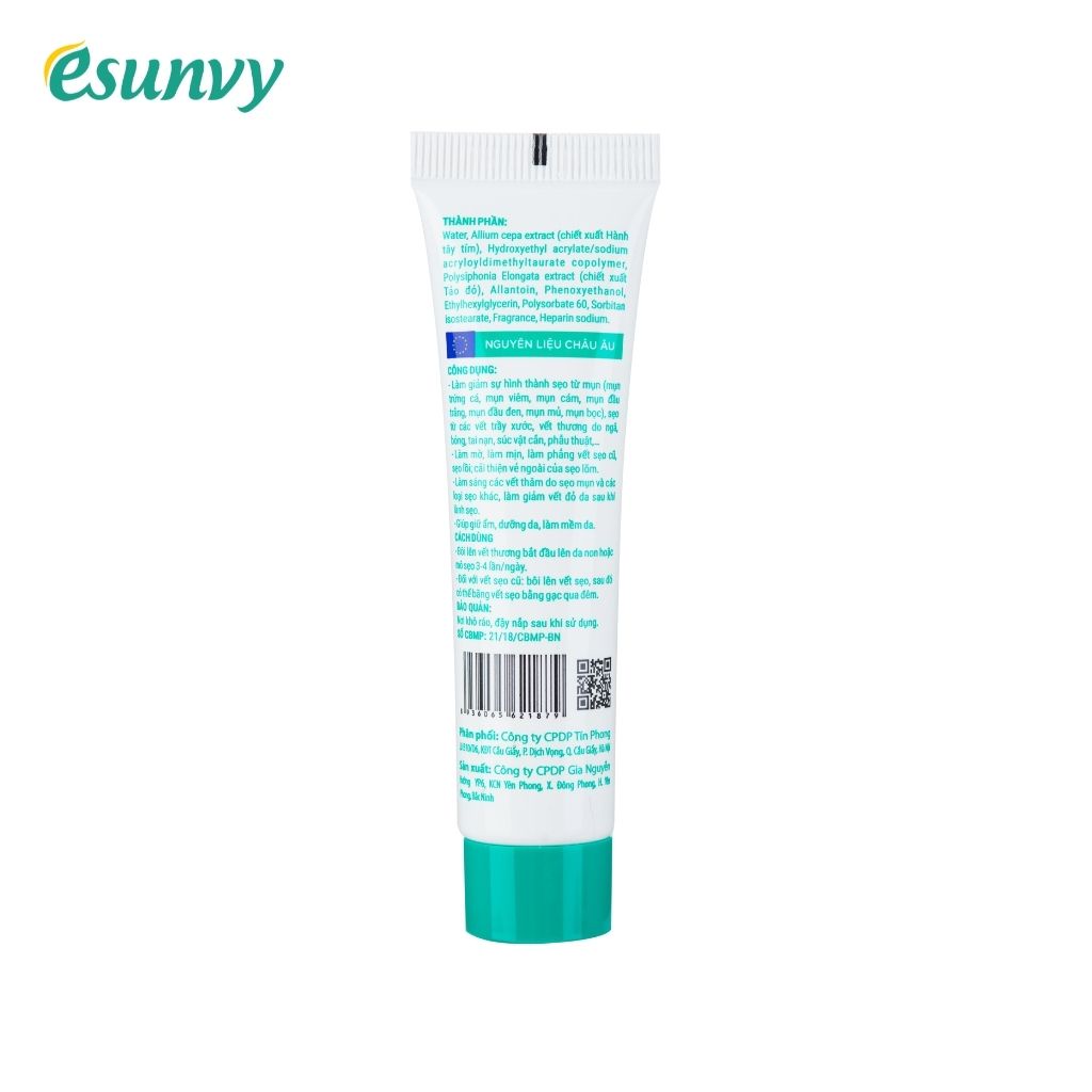 Gel Mờ Sẹo Esunvy Thành Phần Tự Nhiên Giúp Giảm Thâm, Giữ Ẩm Cho Da Tuýp 15g TMP015