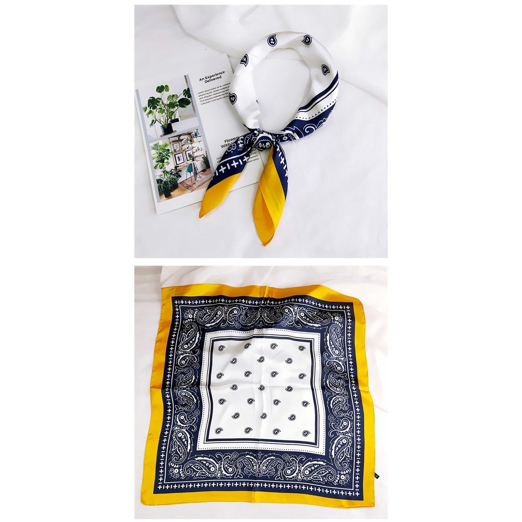 Khăn Bandana Lụa Phối Màu Cao Cấp - Bandana Lụa Cao Cấp 70x70cm