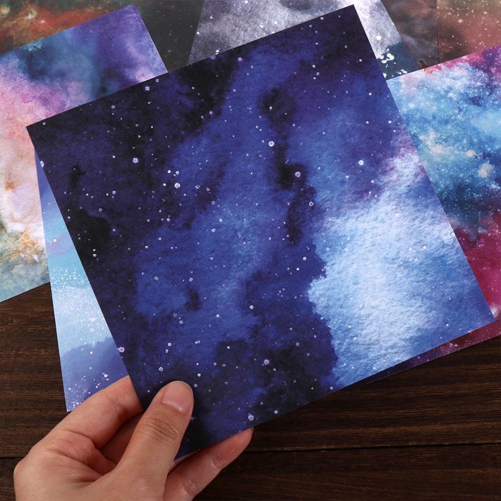 Set 24 Tờ Giấy 6 &quot;X6&quot; Họa Tiết Bầu Trời Đầy Sao Nhiều Màu Sắc Dùng Trang Trí Sổ Tay DIY