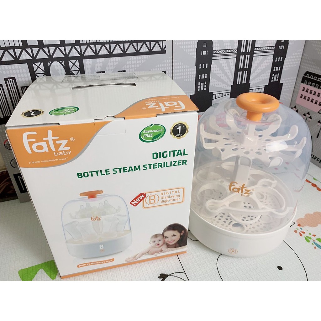 Máy tiệt trùng bình sữa hơi nước điện tử Fatzbaby có màn hình LED FB4037SL