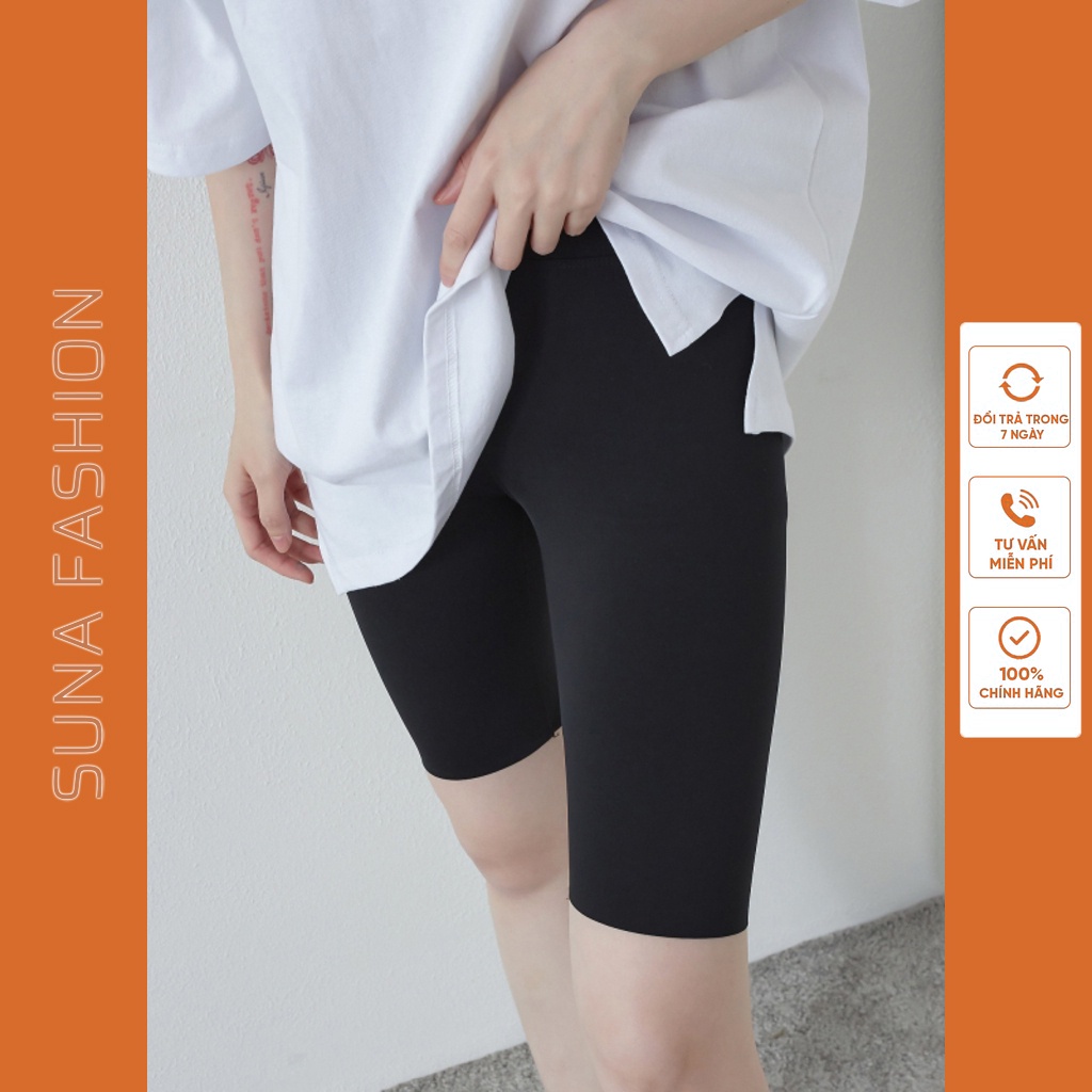 Quần legging đùi nữ nâng mông cạp cao, Quần legging lửng nữ SUNA FASHION bigsize từ 40 - 65kg