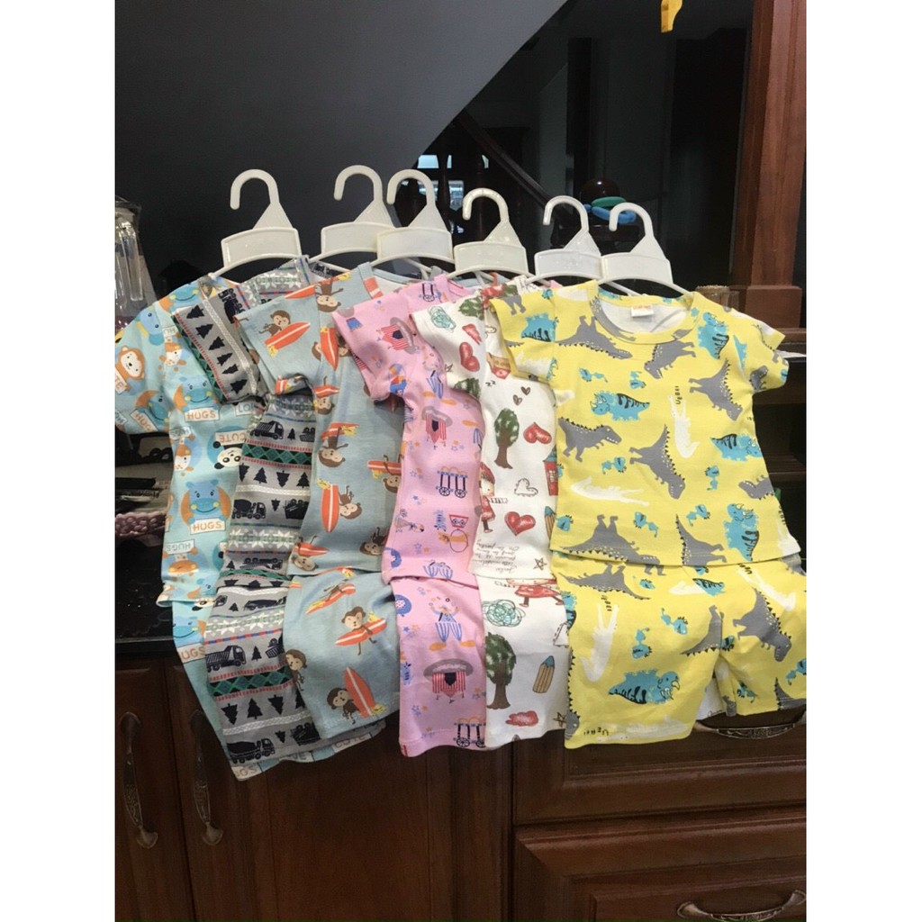 (Sỉ) (Xả kho) Set 6bộ quần áo trẻ em 8-18 tuổi- Hàng thun cotton cộc lửng