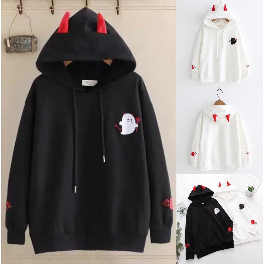 Áo Hoodie Nón Chui Trùm Đầu Nữ Nam Unisex Chất Vải Nỉ Poly Unisex Nam Nữ Quỷ Nhỏ Bemine MEN TOP 267