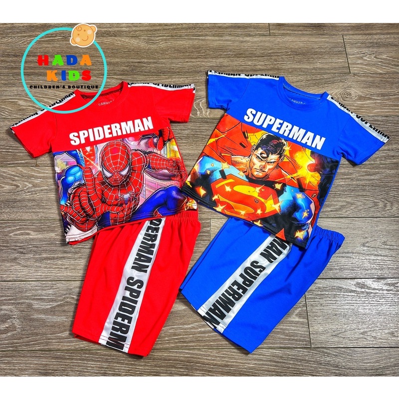 Bộ bé trai siêu nhân superman 3D tay ngắn 11-29 kg