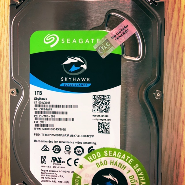 Ổ Cứng HDD Video Seagate SkyHawk 1TB/64MB/3.5 - ST1000VX005 - Hàng chính hãng