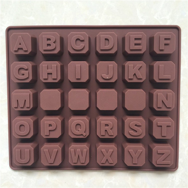 SG - Khuôn silicon chữ cái 3D nổi làm thạch rau câu socola fondant trang trí bánh