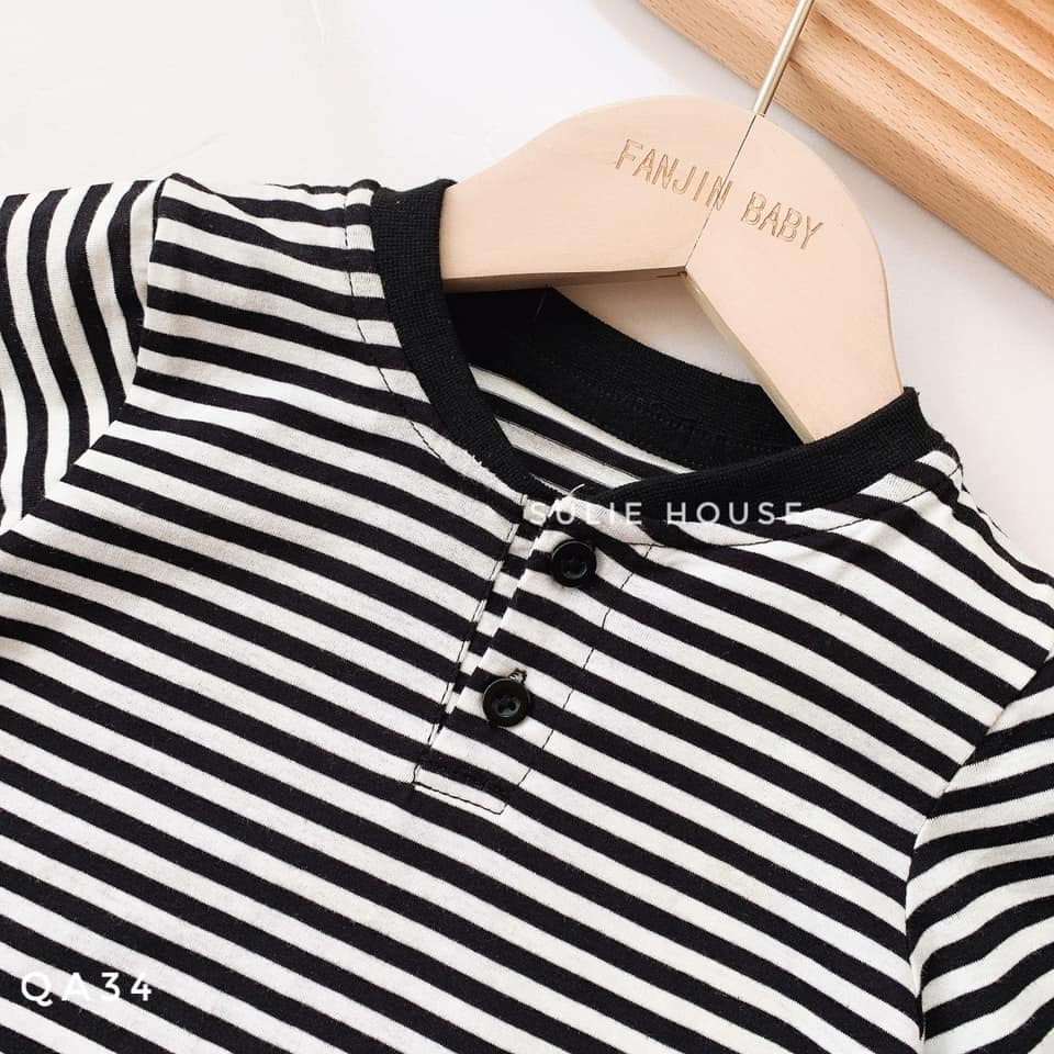 Body kẻ cộc tay dáng sơ mi - QA34