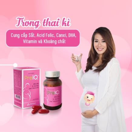 Viên uống PreIQ bổ sung vitamin hỗ trợ sức khỏe cho mẹ bầu hộp 30 viên.