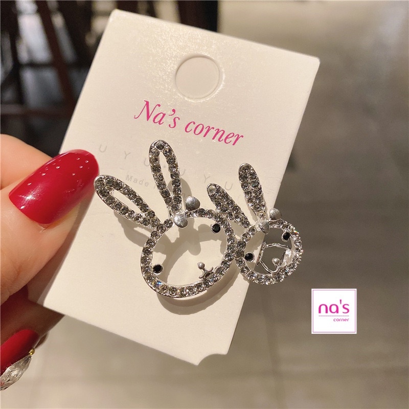 Kẹp tóc Kim loại hình Thỏ đính đá phong cách dễ thương dành cho nữ