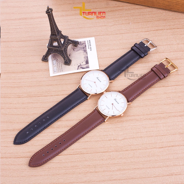 Đồng Hồ Nam GENEVA Dây Da Sang Trọng, Phong Cách Hàn Quốc