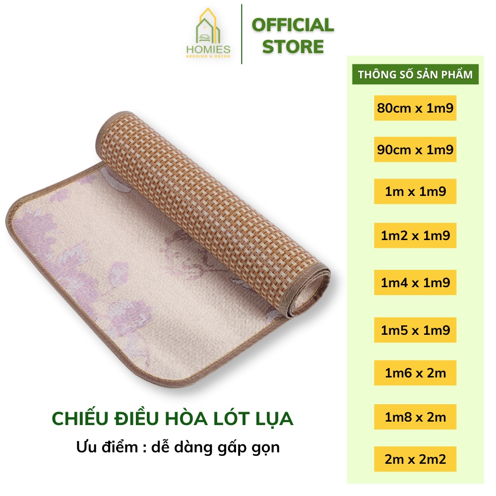 Chiếu Mây Điều Hòa Bee Bedding Mặt Sau Lót Lụa Sợi Mây Tổng Hợp Mát Lạnh Mùa Hè