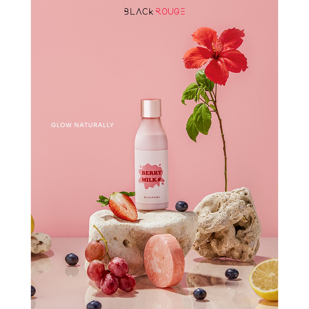 Nước Hoa Hồng Black Rouge Real Strawberry Milk Toner Dưỡng Ẩm Sáng Da 200ml